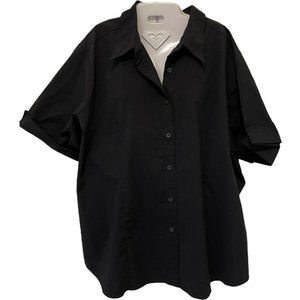 VJ Womens BlackTab Collar Size Button Down Shirt  24 Nylon Cotton Vanezia 2XLarg